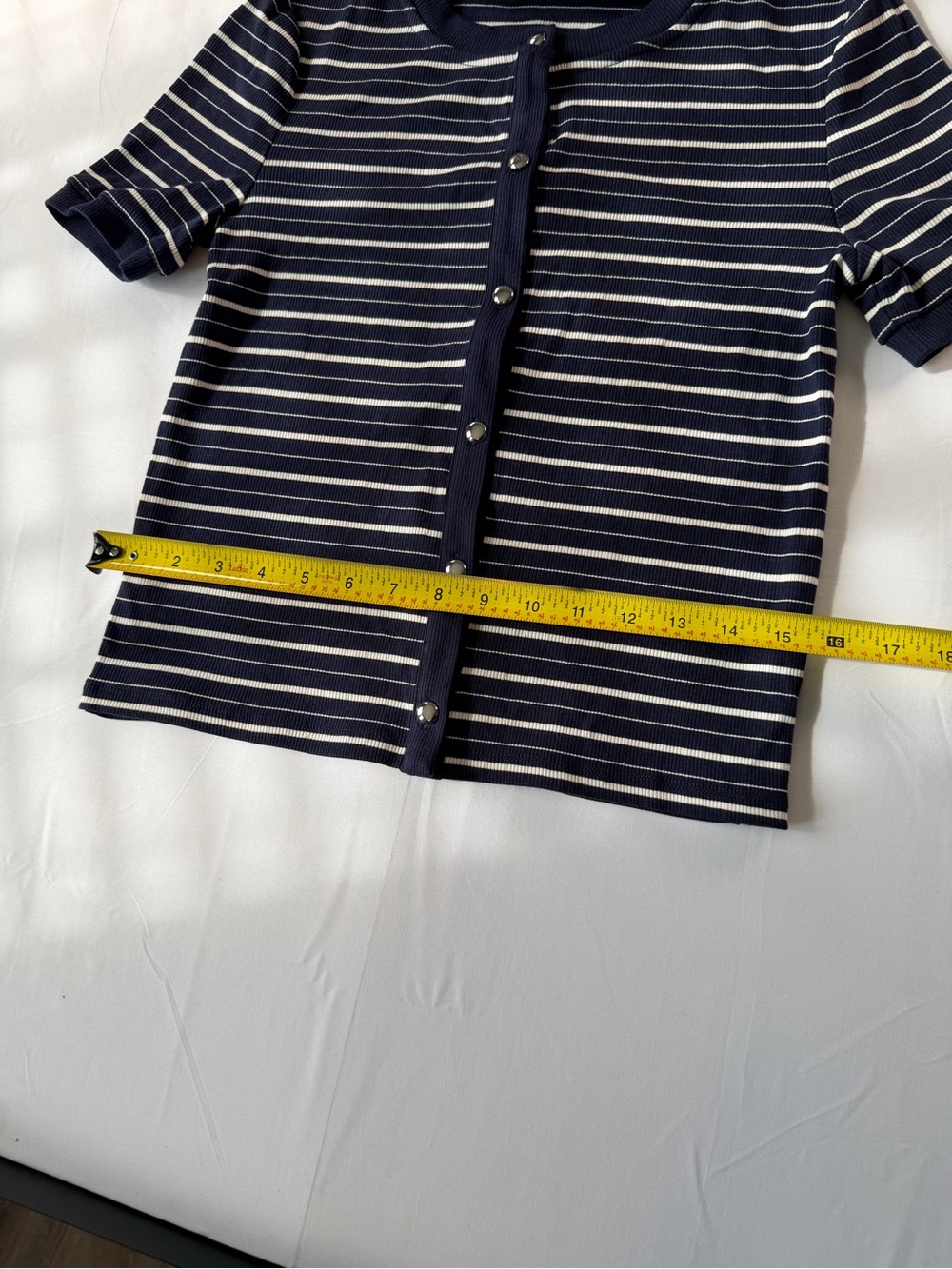 Truth Navy & White Striped Ribbed Button Top - Picture 6 of 7